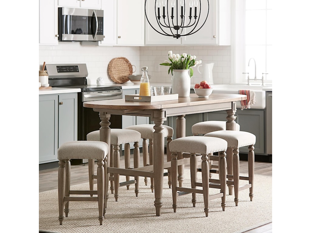 Trisha Yearwood Home Collection By Klaussner Nashville 7 Piece Counter Height Dining Set With Allentown Drop Leaf Table Wayside Furniture Pub Table And Stool Sets