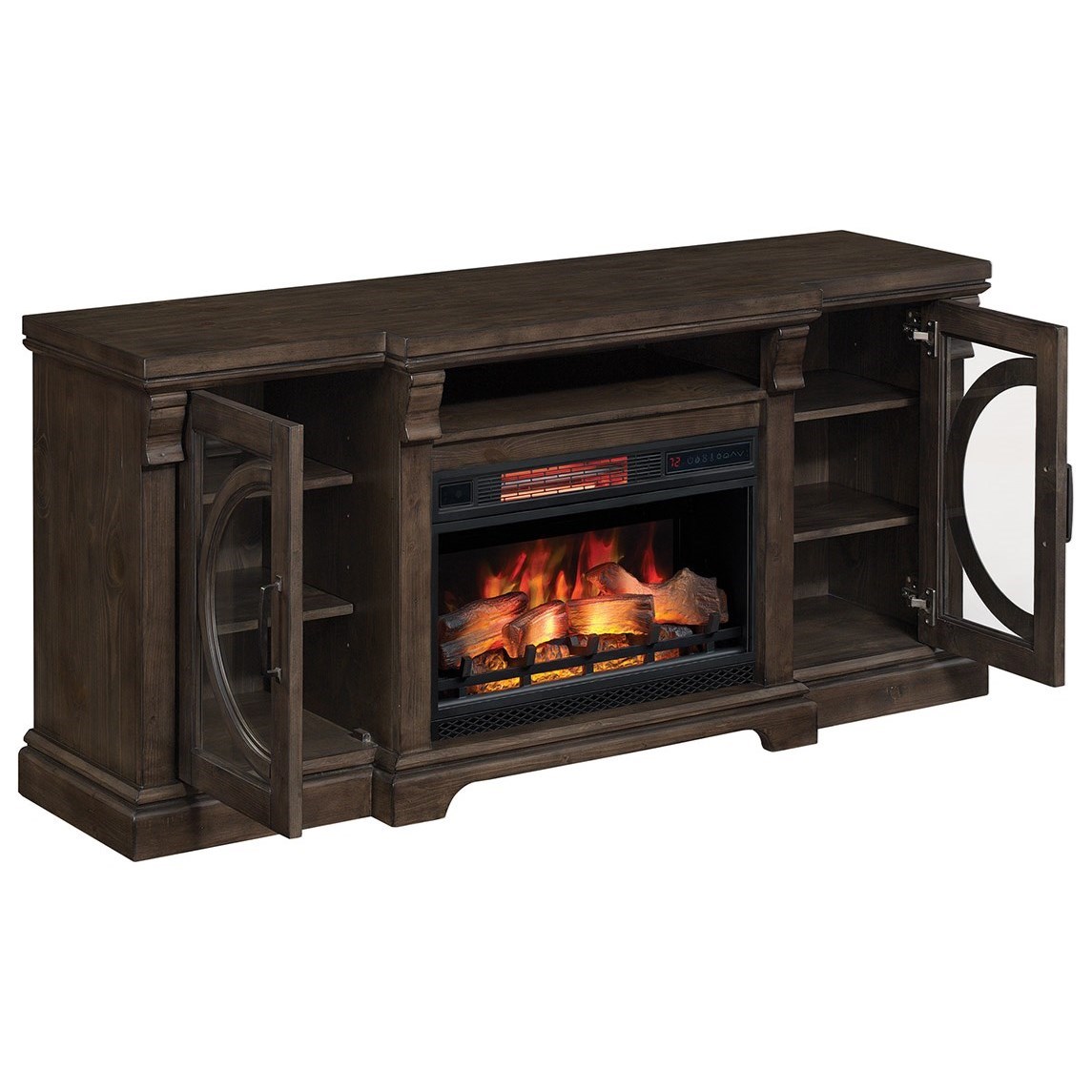 Twin Star Home Genevieve 68 Media Mantel With Fireplace And Cord