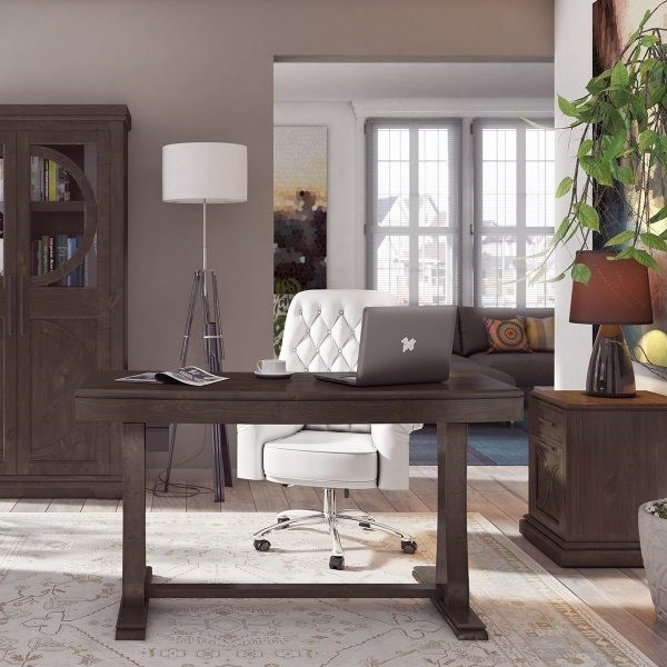 Twin Star Home Genevieve Odp7506 55 I622 Transitional Wood Adjustable Height Desk With Usb Charging Ports Corner Furniture Table Desks Writing Desks