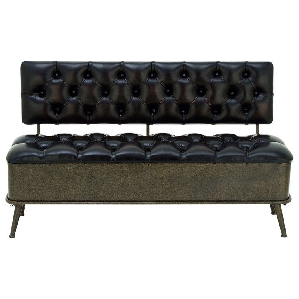Uma Enterprises Inc Accent Furniture Metal Faux Leather Storage Bench Wilcox Furniture Upholstered Benches