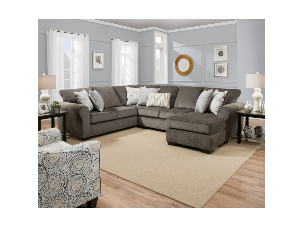 1657 Casual Sectional Sofa With Right Arm Facing Chaise By Simmons Upholstery At Dunk Bright Furniture
