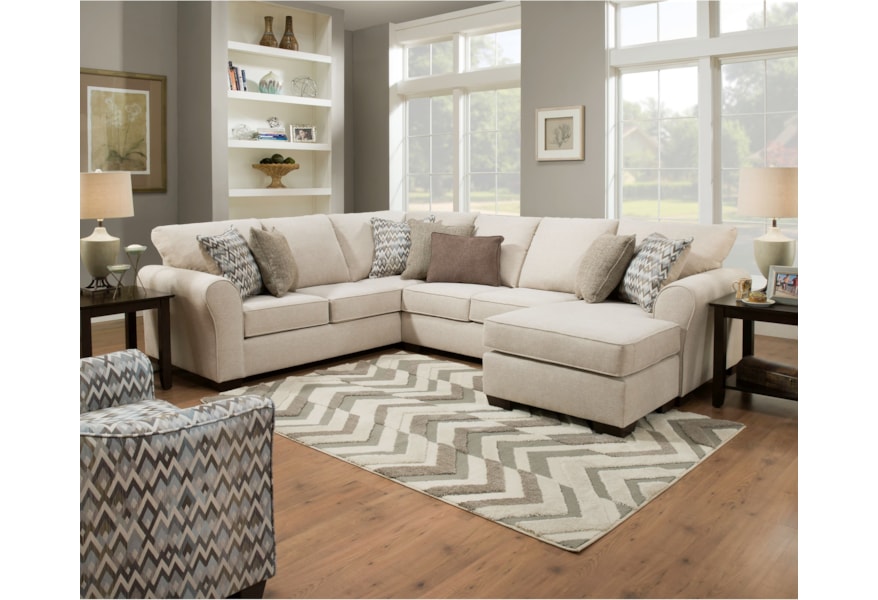 United Furniture Industries 1657 Casual Sectional Sofa With Right