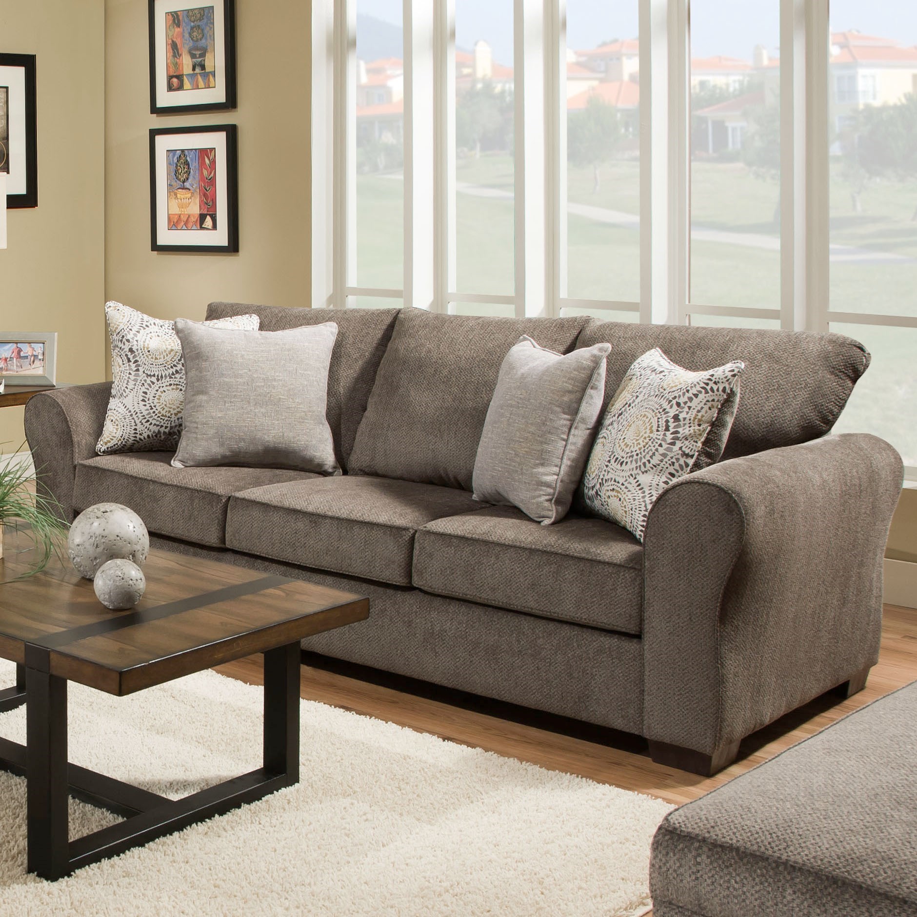 United Furniture Industries 1657 1657 03 Casual Sofa With Rolled Arms Furniture Fair North Carolina Sofas