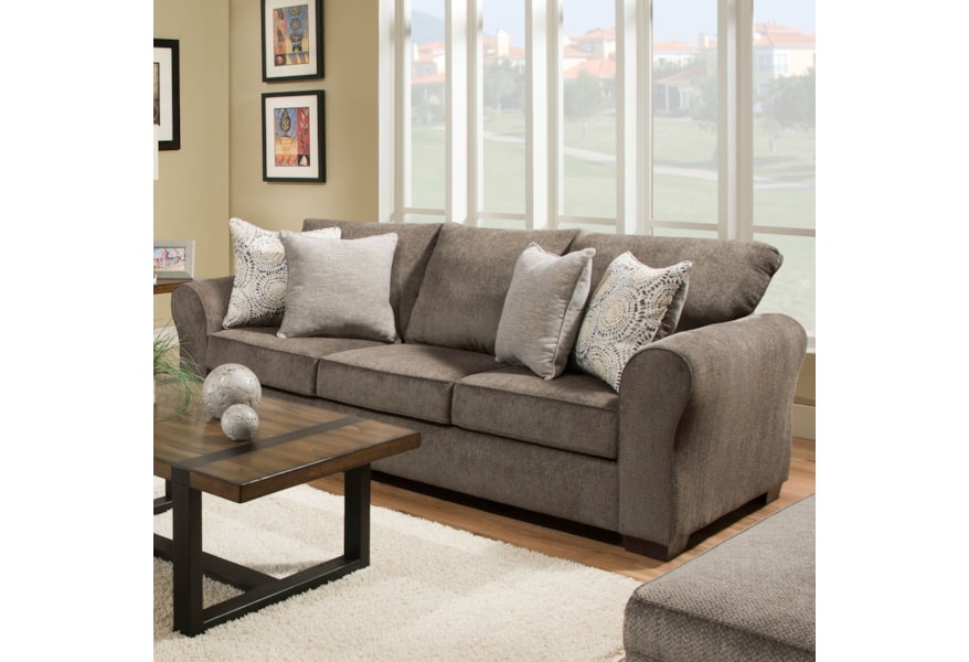 United Furniture Industries 1657 1657 03 Casual Sofa With Rolled Arms Furniture Fair North Carolina Sofas