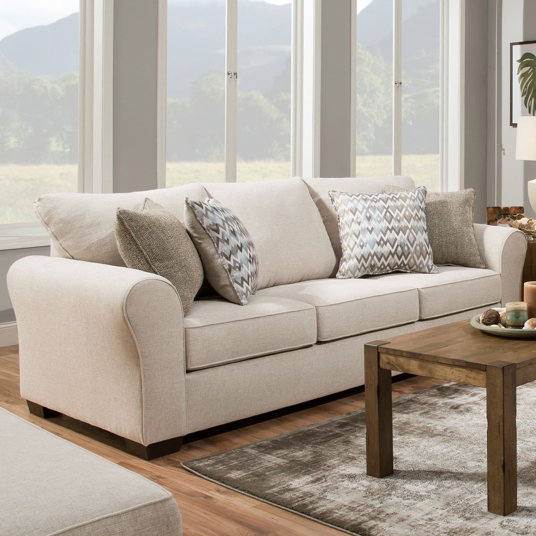 United Furniture Industries 1657 1657 03 Casual Sofa With Rolled