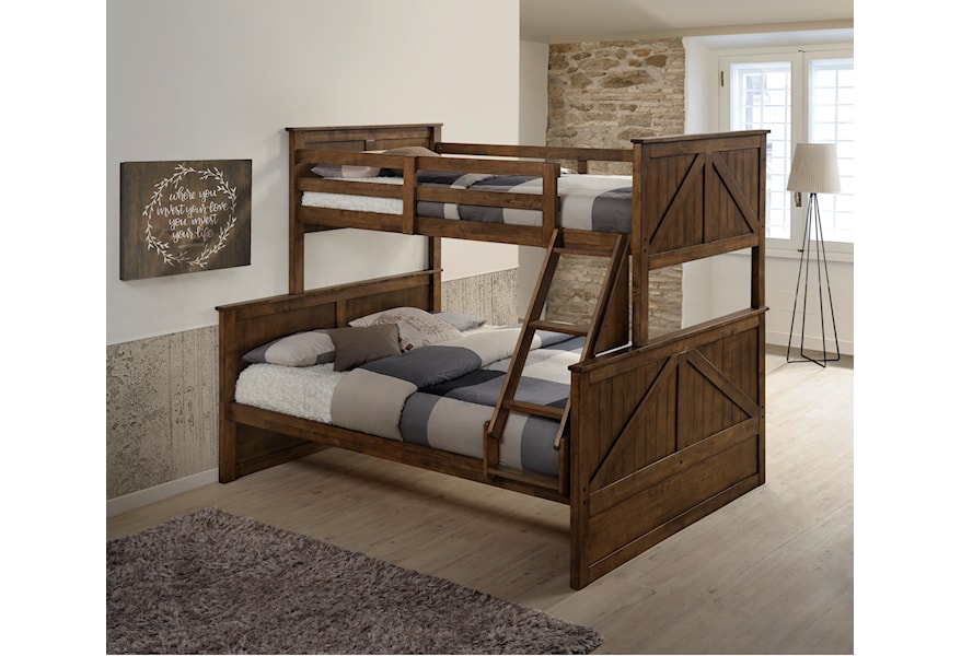 Simmons Upholstery Ashland Modern Rustic Twin Over Full Bunk Bed
