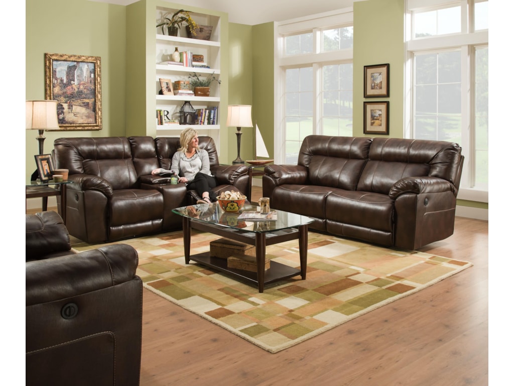 United Furniture Industries 50571BRDouble Motion Loveseat with Console