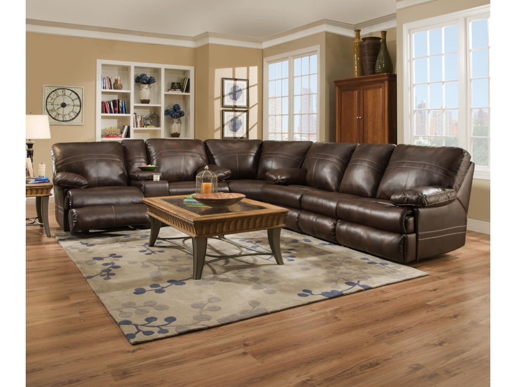 50981 Casual Three Piece Sectional Sofa With Four Recliners By Simmons Upholstery At Royal Furniture