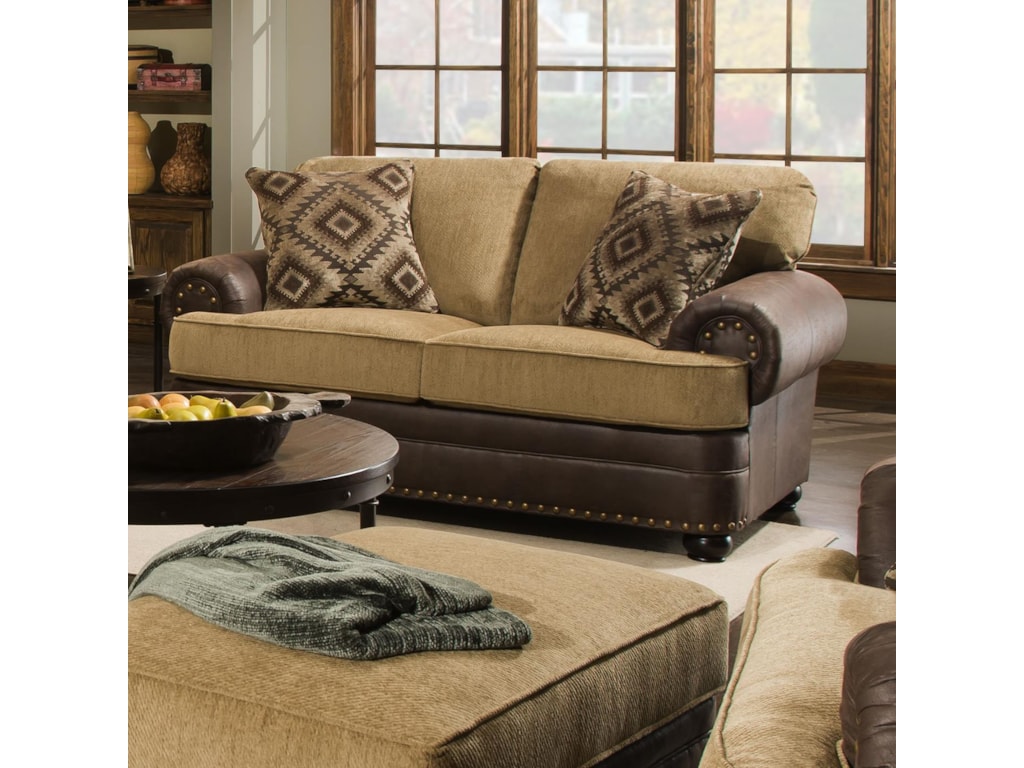 United Furniture Industries 7541 Rustic Style Loveseat With Nail United Furniture Industries 7541loveseat