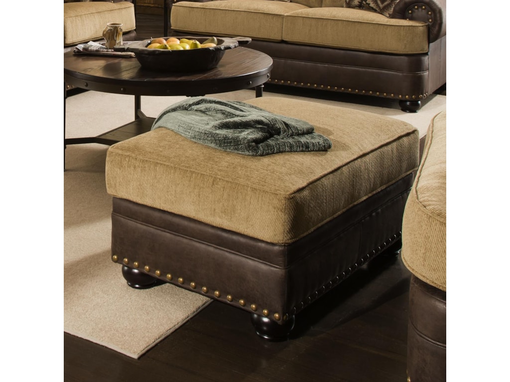 7541 Rustic Style Chair Ottoman With Nailhead Trim By United Furniture Industries At Household Furniture