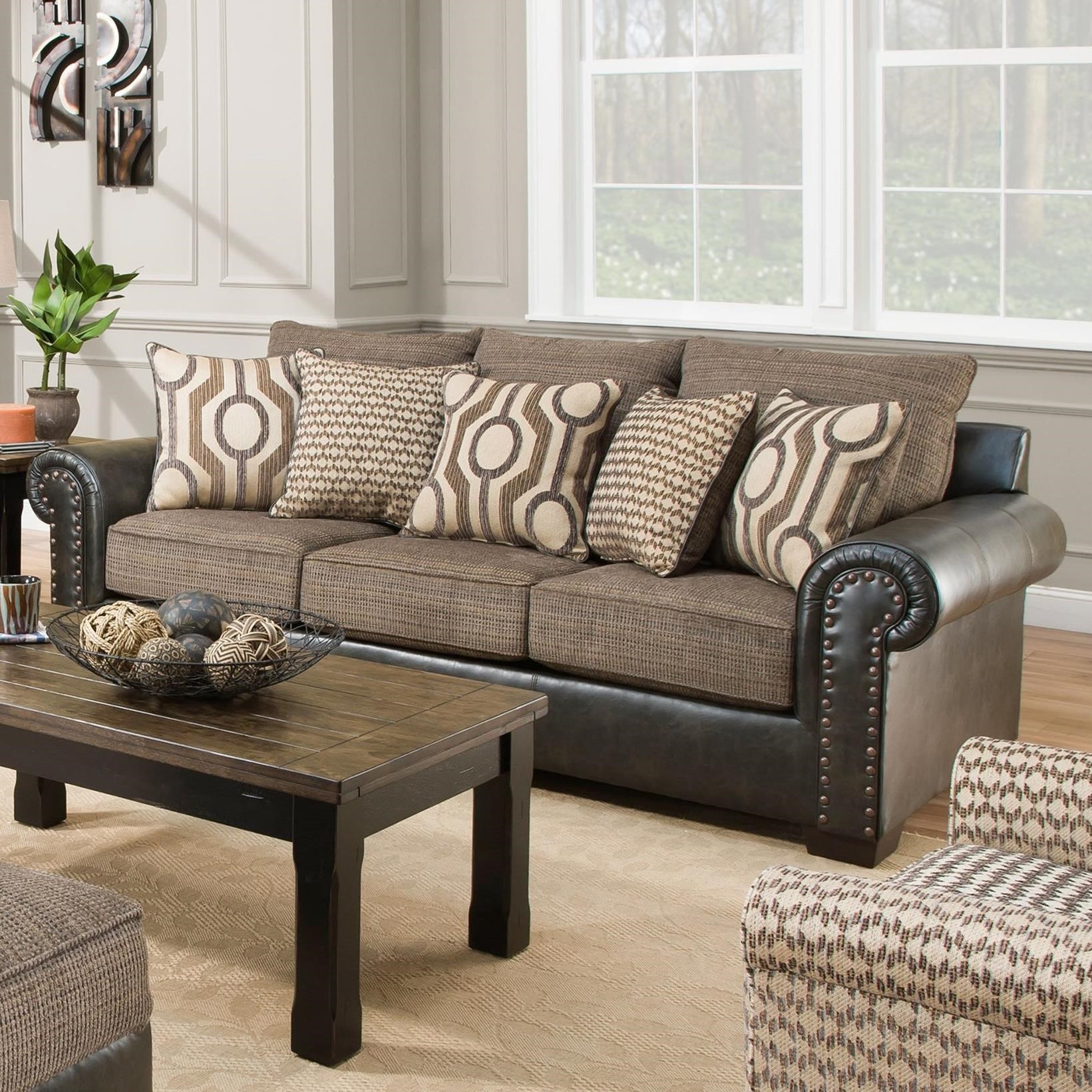 United Furniture Industries 7591 Sofa With Two Tone Fabric Cover Bullard Furniture Sofas