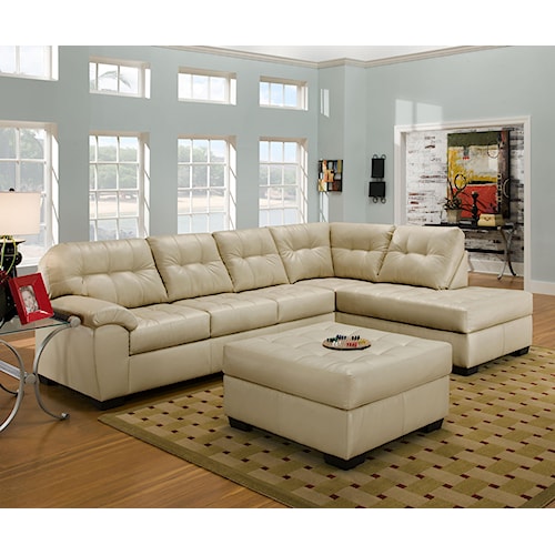 United Furniture Industries 9568 Casual Sectional Sofa With Tufted United Furniture Industries 9568 Casual Sectional Sofa With Tufted Seat Back