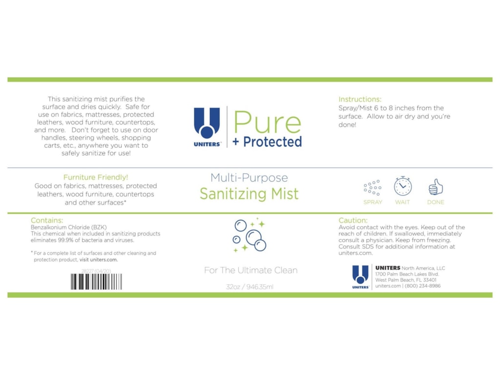 Uniters Pure Protected Sanitizing Mist 32 Oz Misting Bottle Pure Protected Multi Purpose Sanitizing Mist Reeds Furniture Protection Plan