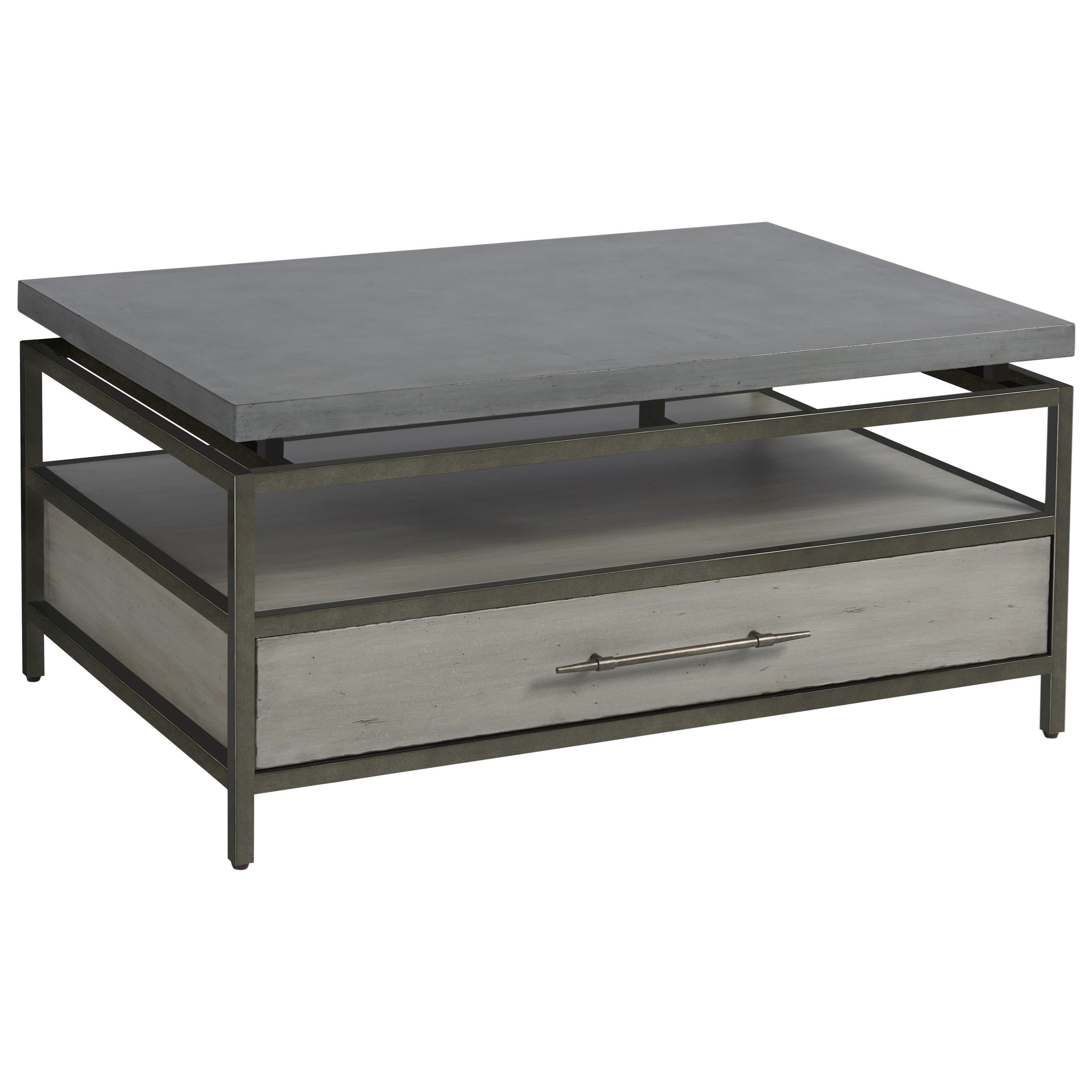 Universal Curated Garrison Cocktail Table With Faux Concrete Top