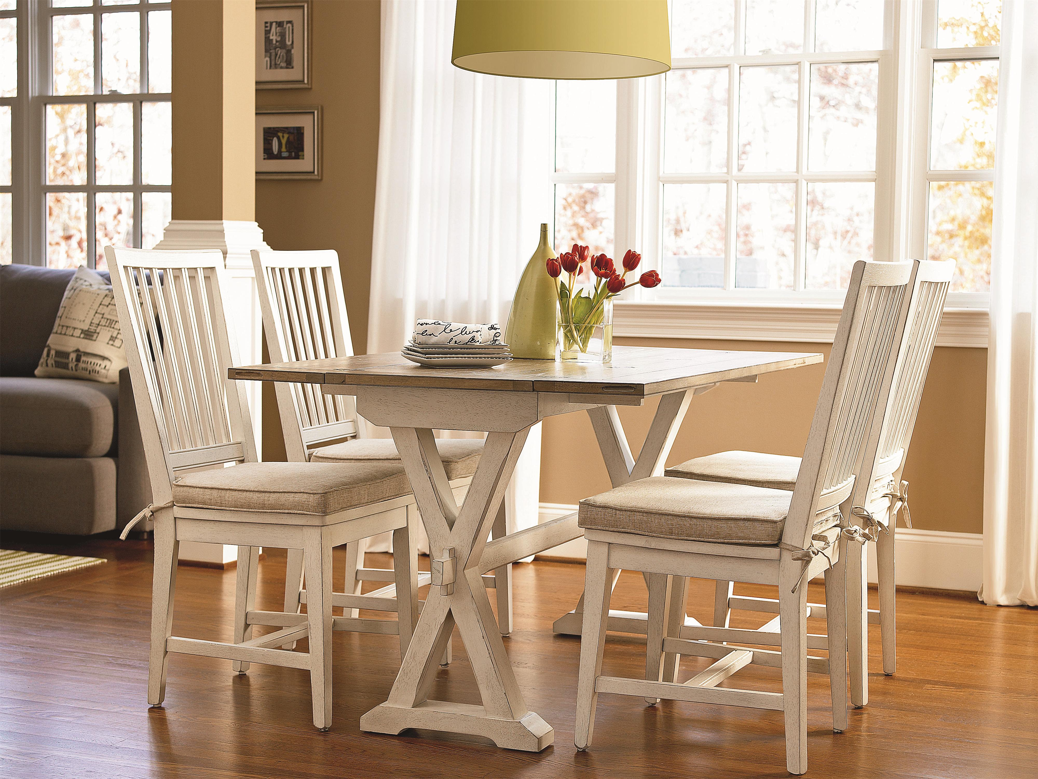 Universal Curated Uni 128816 Drop Leaf Console Table With X Shaped Pedestals Hudson S Furniture Kitchen Tables A great staple for small. curated drop leaf console table