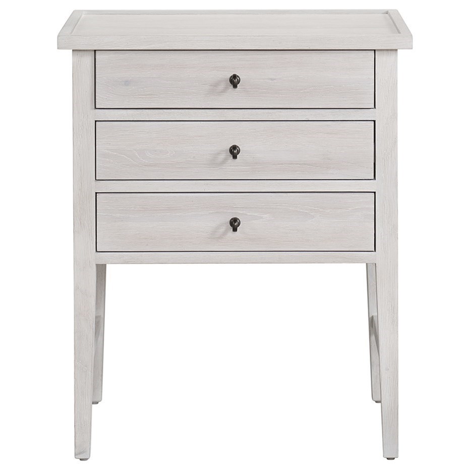 Universal Modern Farmhouse Relaxed Vintage Small Nightstand With Three Drawers Jacksonville Furniture Mart Nightstands