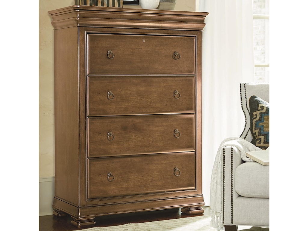 Universal New Lou 4 Drawer Chest In Cognac Finish Lindy S