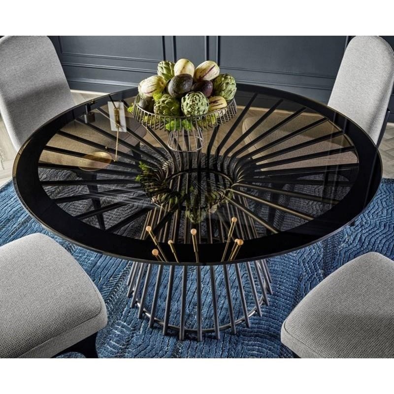 Universal Nina Magon 941 Serrano Dining Table With Transparent Glass Top Lindy S Furniture Company Dining Tables