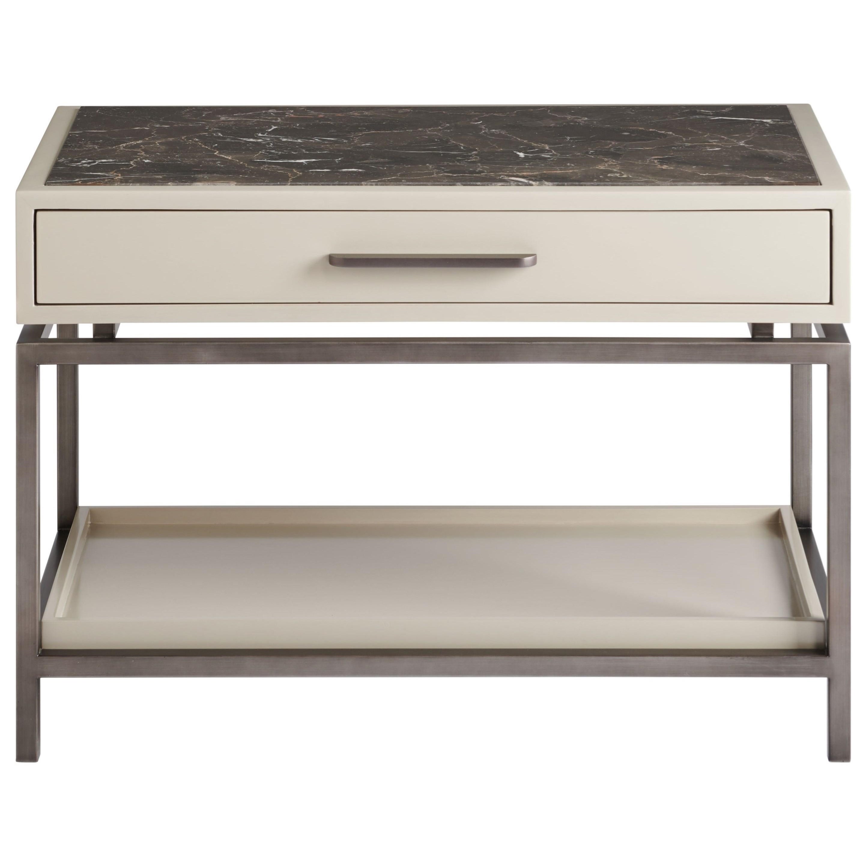 Universal Nina Magon 941 Magon 1 Drawer Nightstand With Open Shelf And Inset Stone Top Zak S Home Nightstands