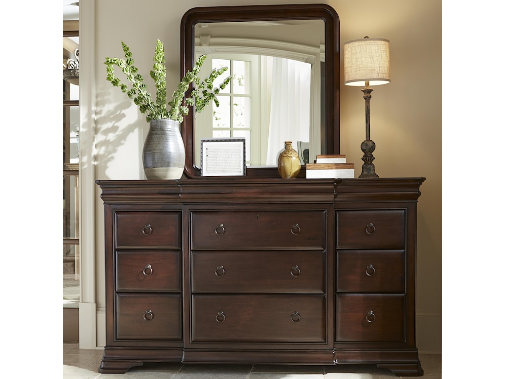 Universal Reprise Dresser And Mirror Set With Ring Pull Hardware
