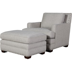 O Connor Designs Riley Transitional Upholstered Chair Ottoman Set With Nailhead Trim Sprintz Furniture Chair Ottoman Sets