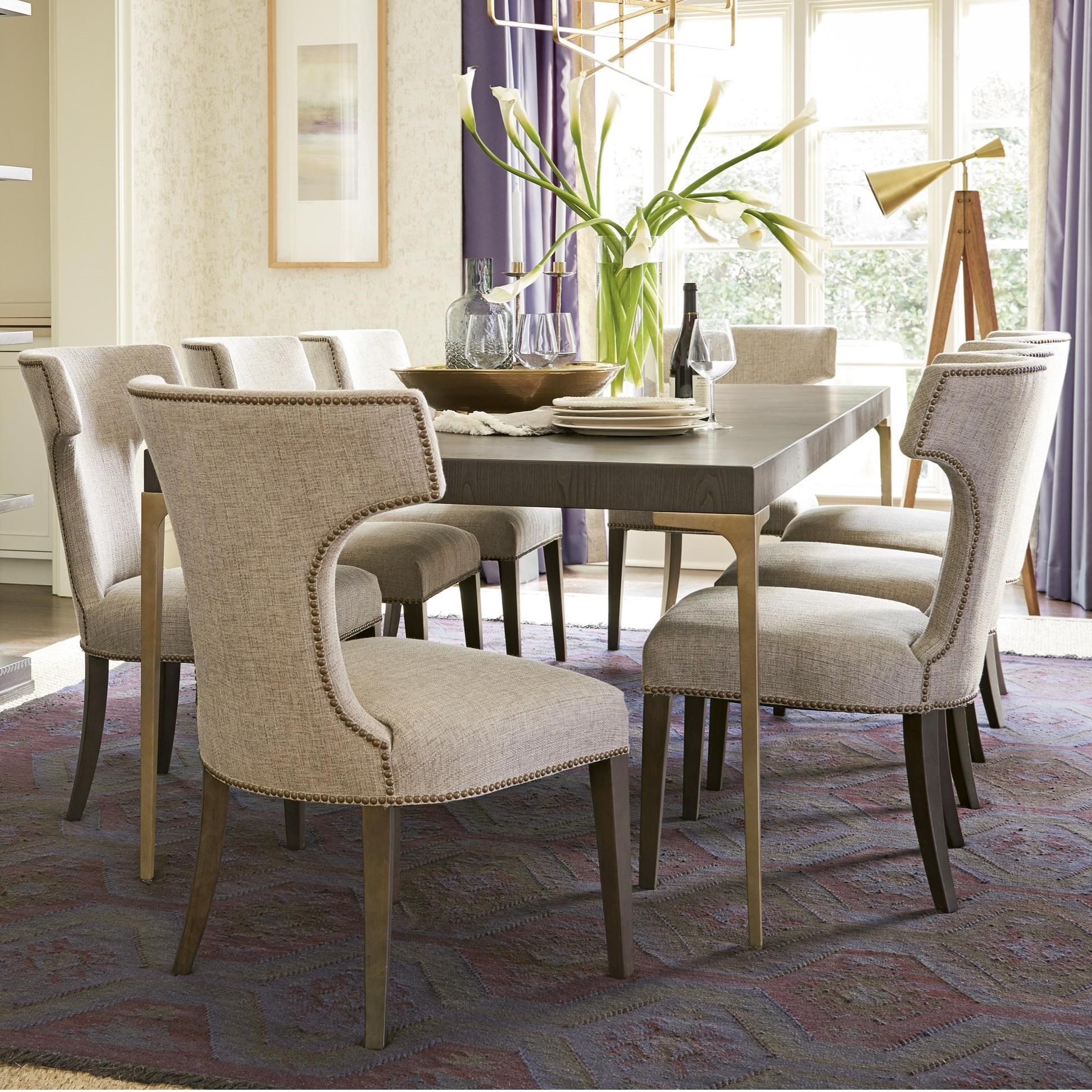 Universal Soliloquy 9 Piece Metal Leg Table And Upholstered Chair Set Mueller Furniture Dining 7 Or More Piece Sets