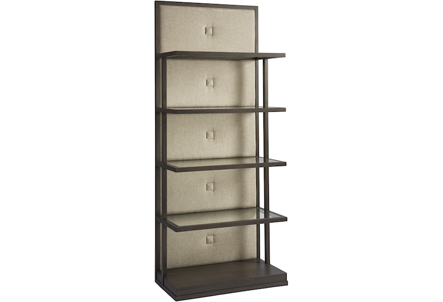 Universal Soliloquy Button Back Etagere With Framed Glass Shelves