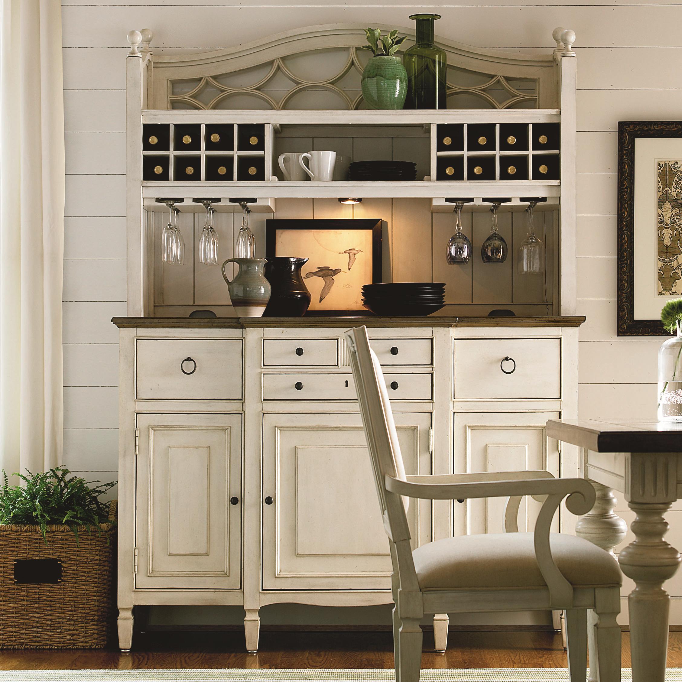 Universal Summer Hill 987670c 2 Pc Serving Buffet And Bar Hutch With Wine Storage Hudson S Furniture China Cabinets
