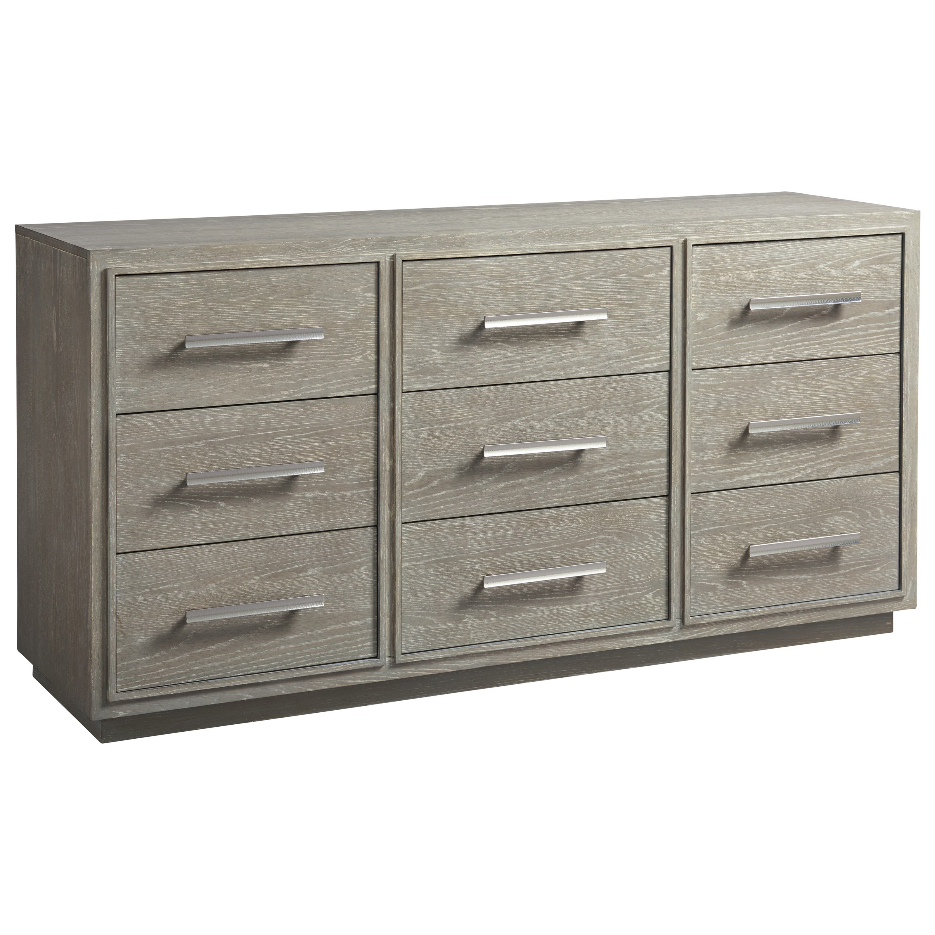 Universal Zephyr 9 Drawer Dresser With Convex Bar Hardware