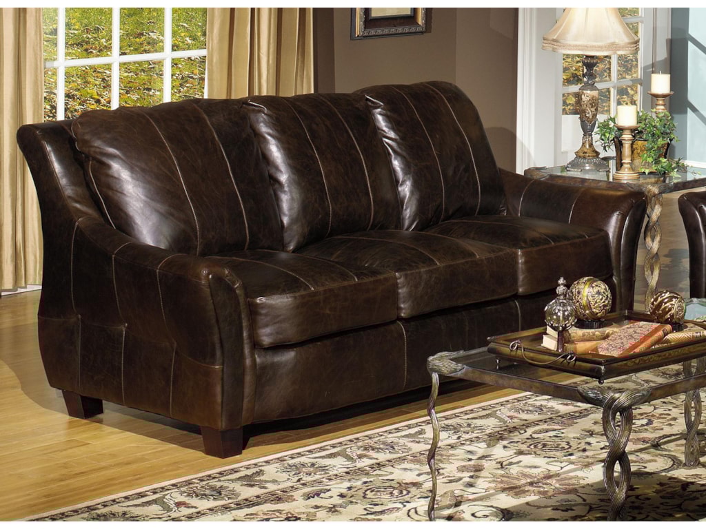 Usa Premium Leather 3955 Contemporary Sofa With Flair Usa Premium Leather 3955 Contemporary Sofa With Flair Tapered Arms