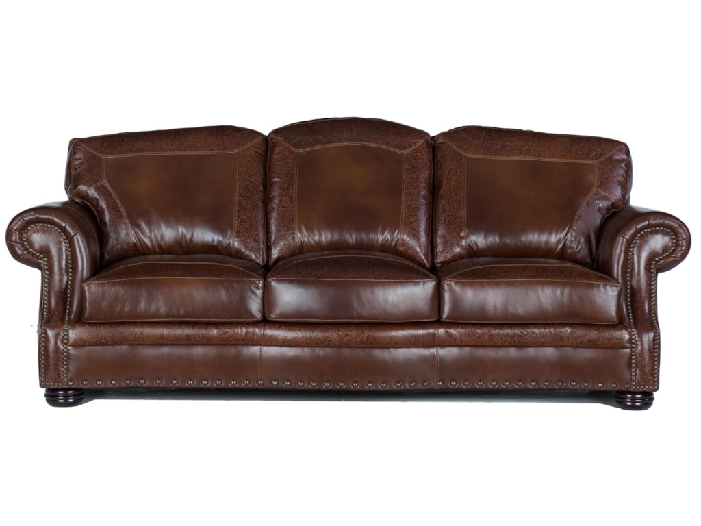 Usa Premium Leather 9750 Traditional Sofa With Nailheads Usa Premium Leather 9750sofa