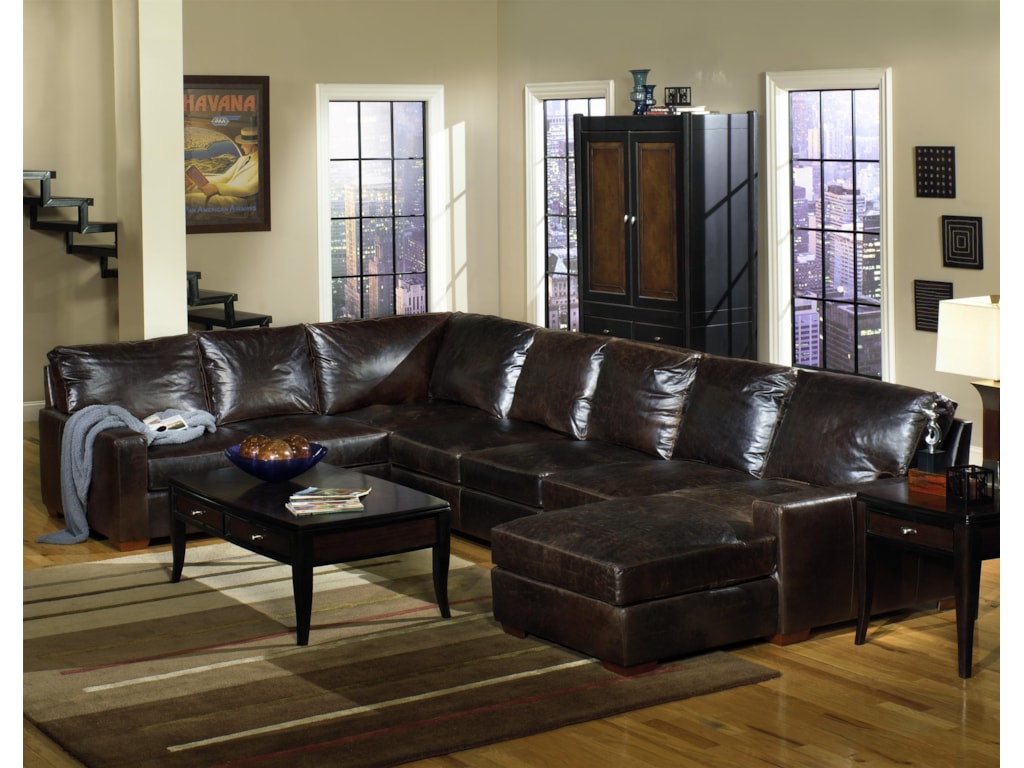 Usa Premium Leather 9935 Track Arm Sofa Chaise Sectional Olinde S Usa Premium Leather 9935sofa Chaise Sectional