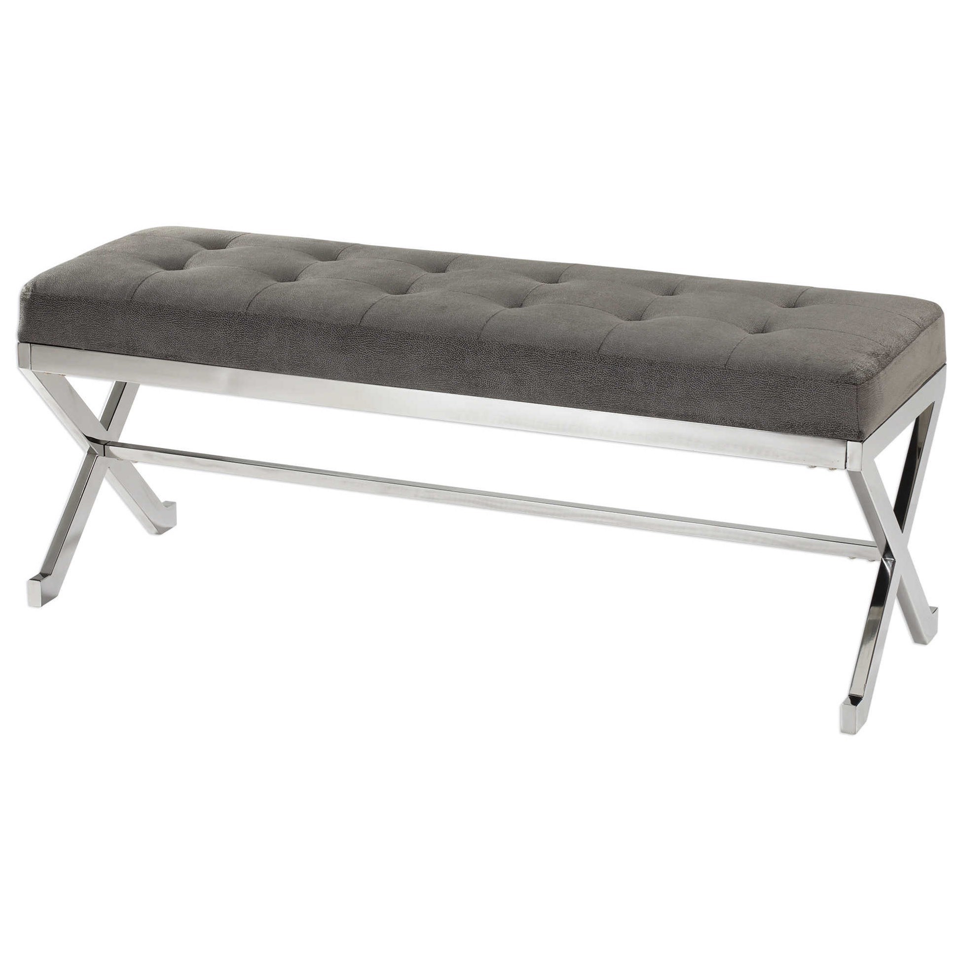 Uttermost Accent Furniture Benches Bijou Gray Fabric Bench