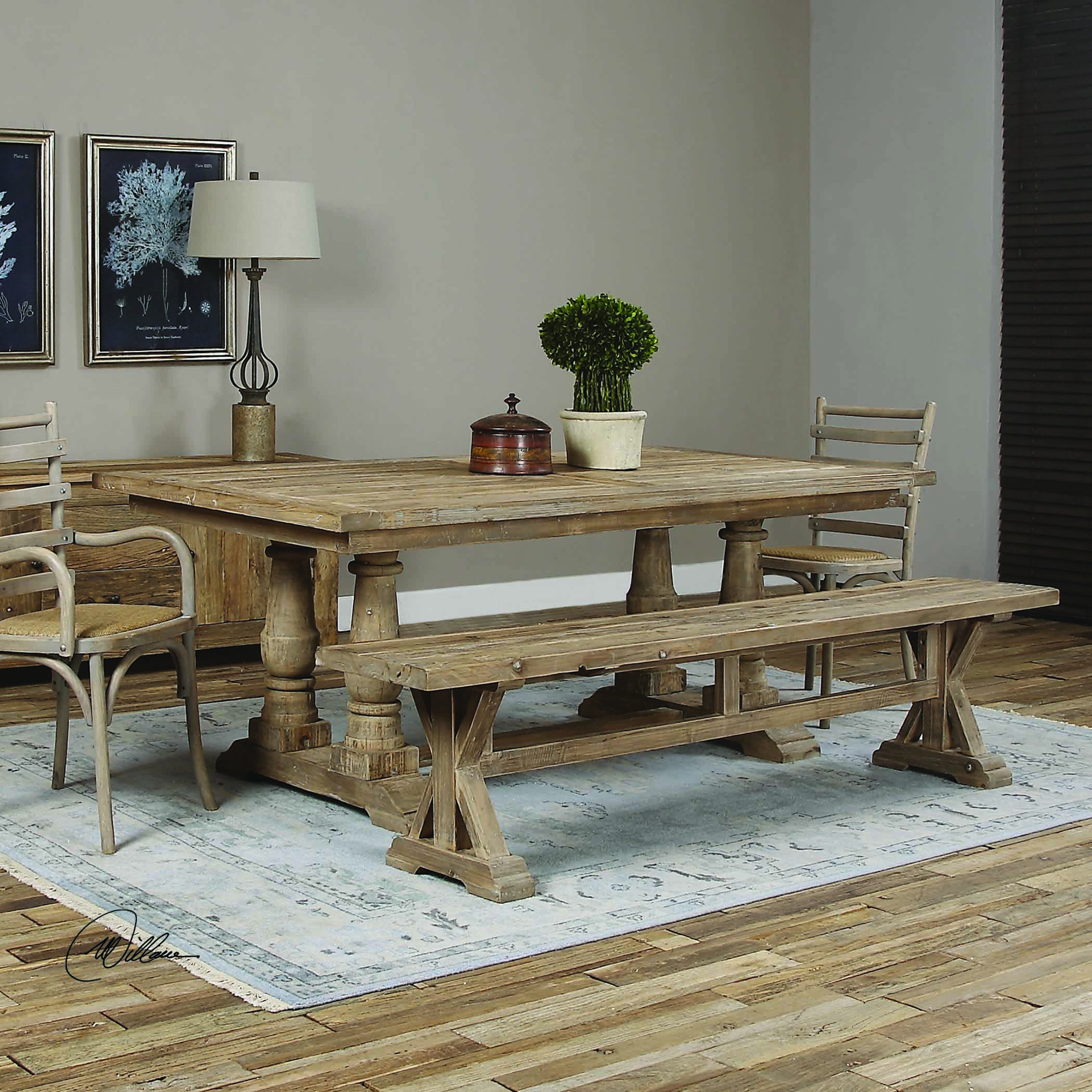 Uttermost Accent Furniture Benches 24558 Stratford Salvaged Wood