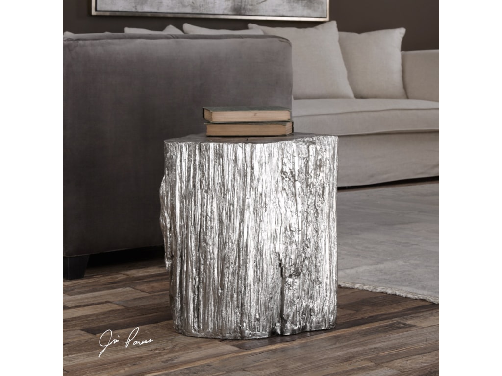 Uttermost Accent Furniture 24663 Cambium Silver Tree Stump Stool Uttermost Accent Furniture Cambium Silver Tree Stump Stool