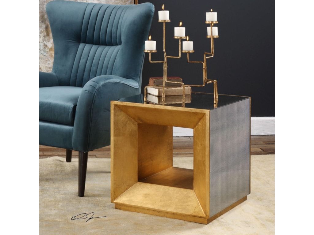 Accent Furniture Occasional Tables Flair Gold Cube Table By Uttermost At Hudson S Furniture