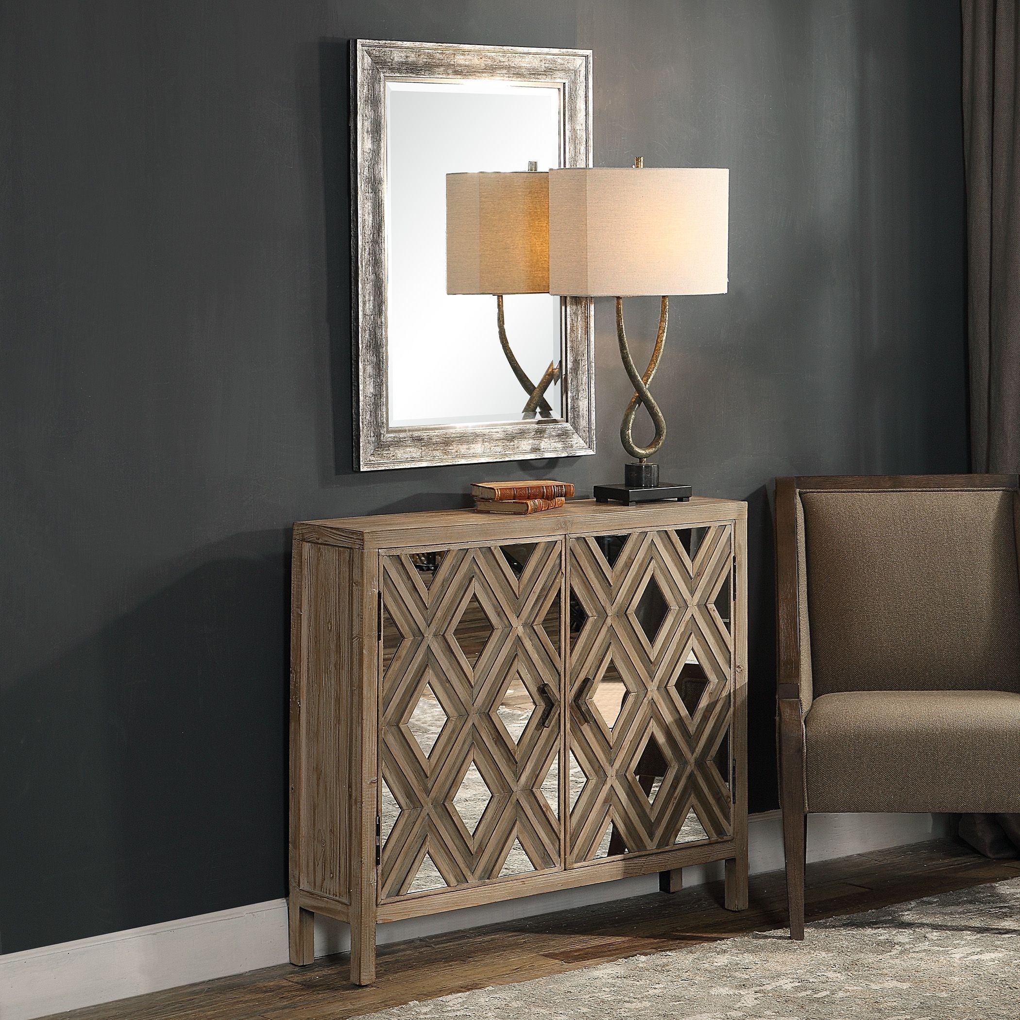 Uttermost Accent Furniture Chests Utt 24866 Tahira Mirrored Accent Cabinet Hudson S Furniture Accent Chests