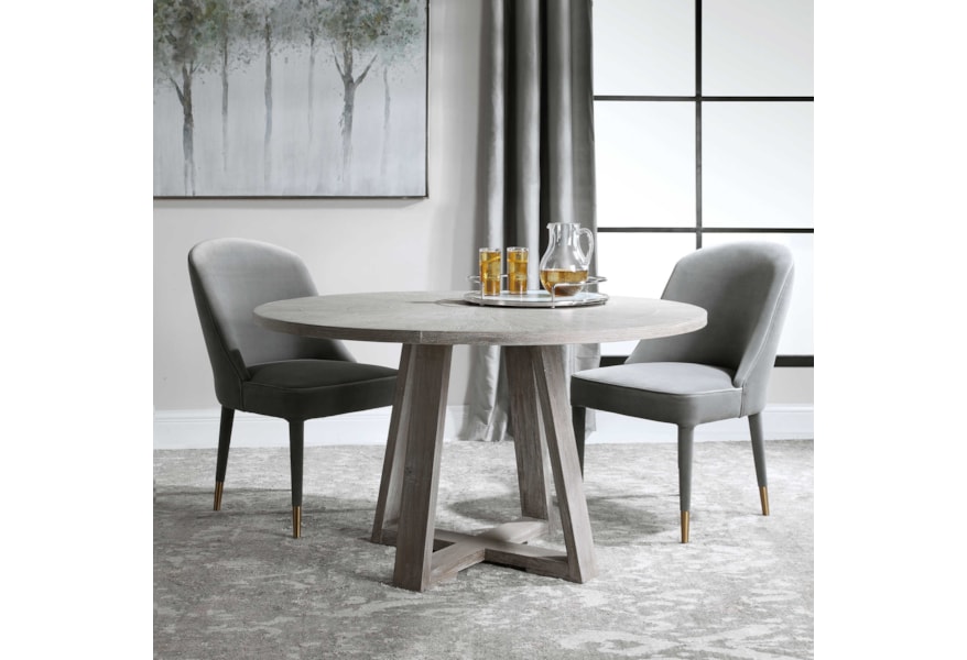 Uttermost Accent Furniture 24952 Gidran Gray Round Dining Table Dunk Bright Furniture Dining Tables