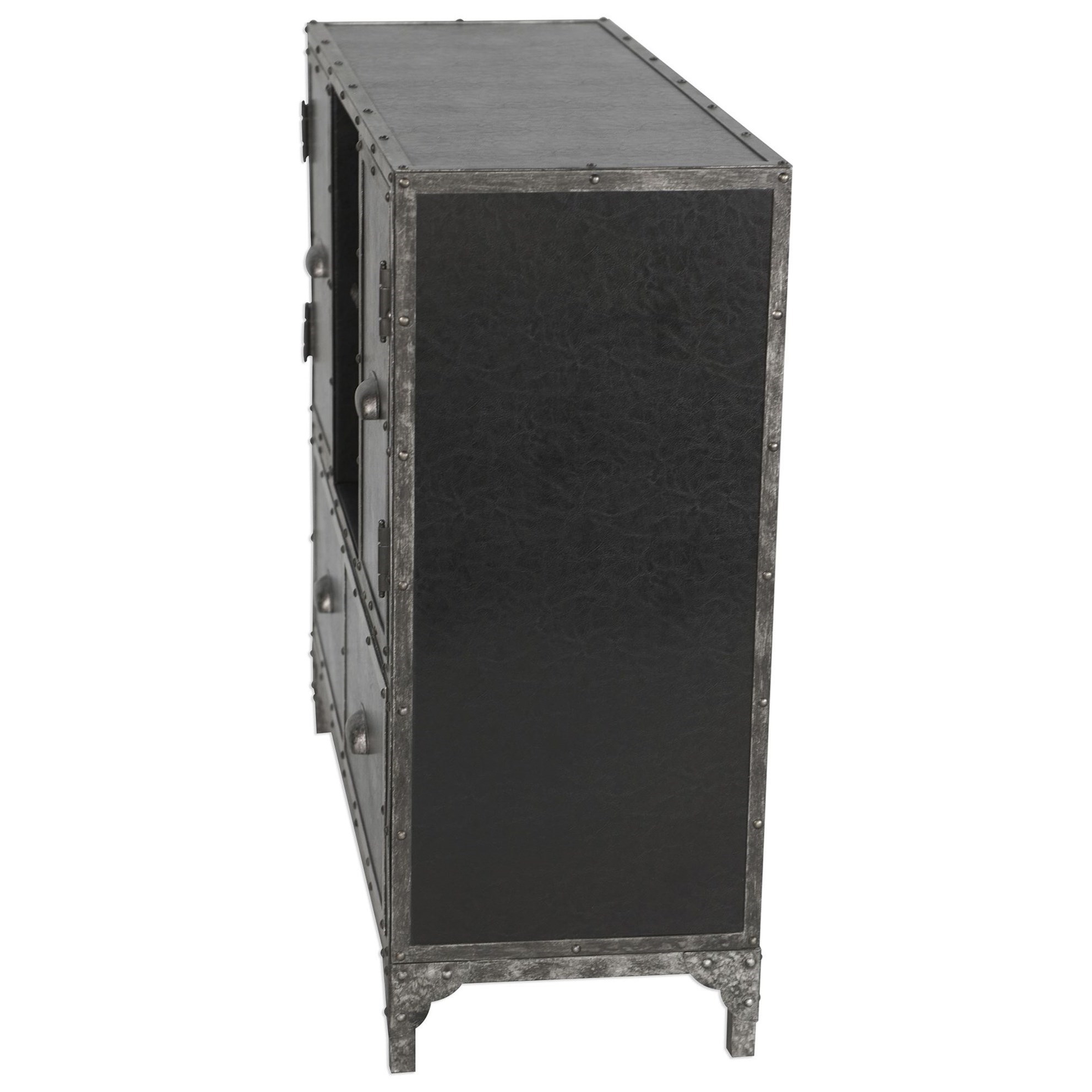 Uttermost Accent Furniture Chests Shawn Black Leather Accent