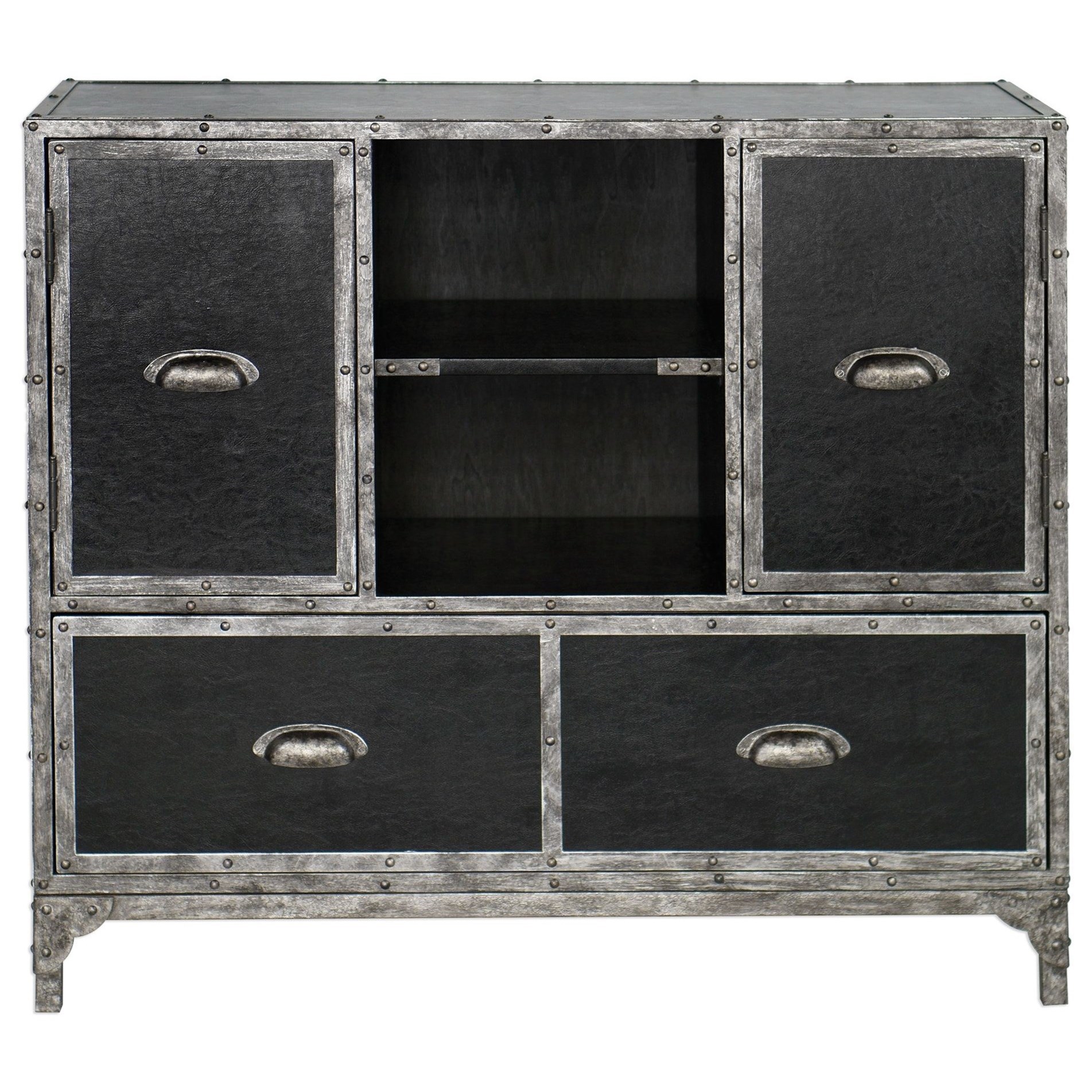 Uttermost Accent Furniture Chests 25305 Shawn Black Leather