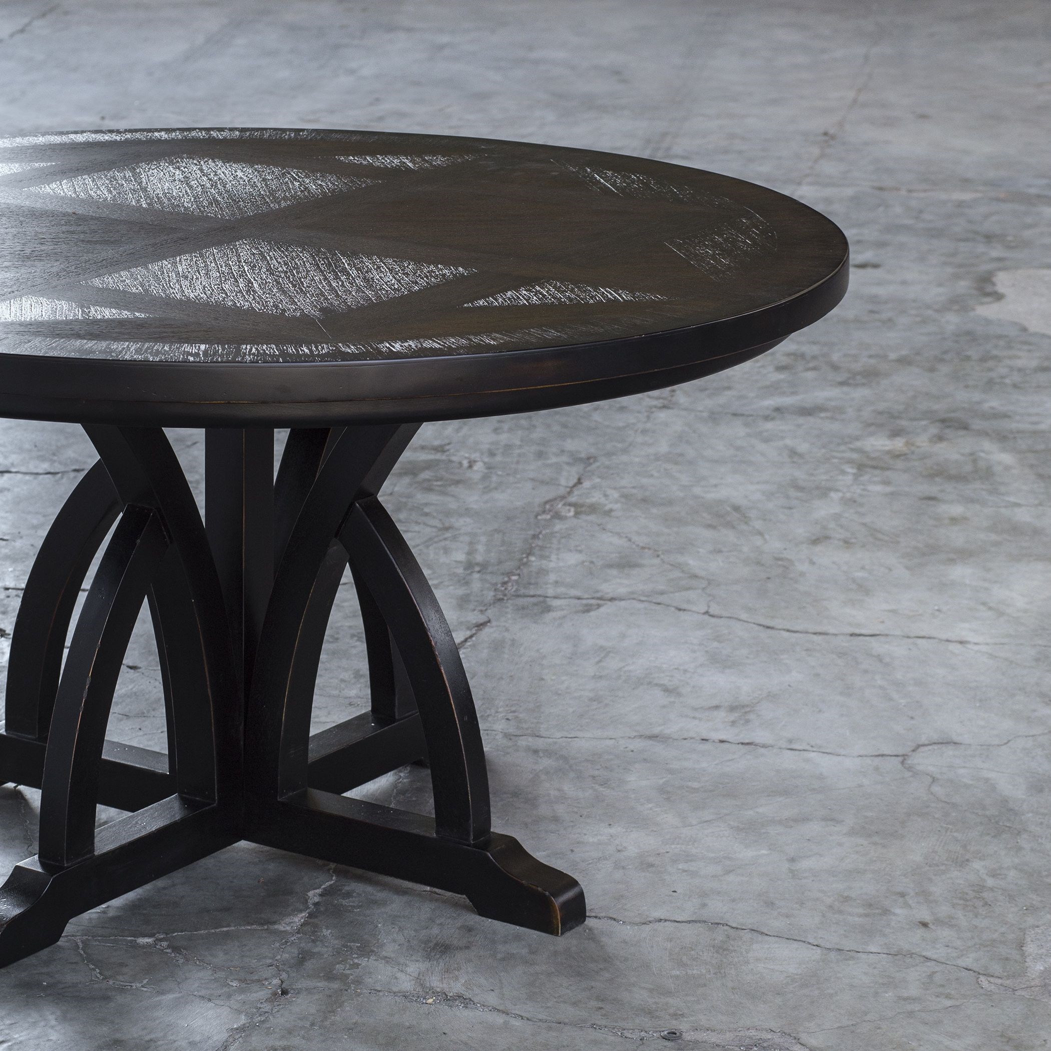 Uttermost Accent Furniture Maiva Round Black Dining Table Pedigo Furniture Dining Tables