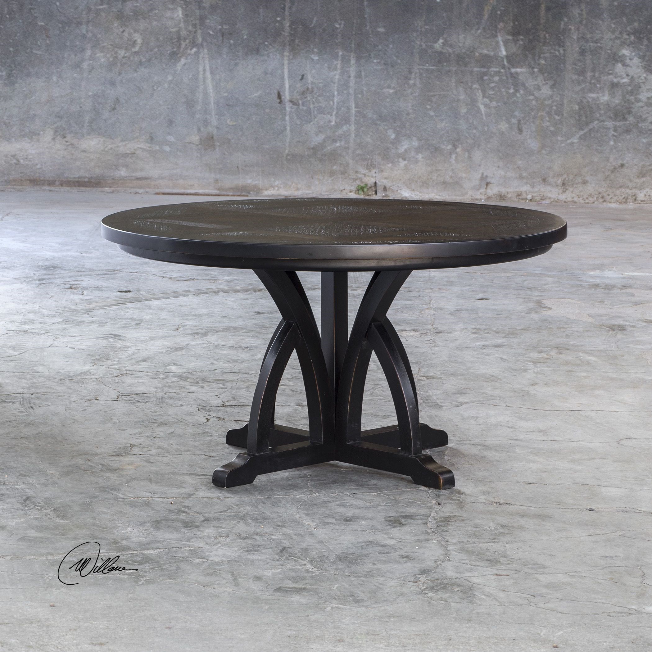 Uttermost Accent Furniture 25861 Maiva Round Black Dining Table Thornton Furniture Dining Tables