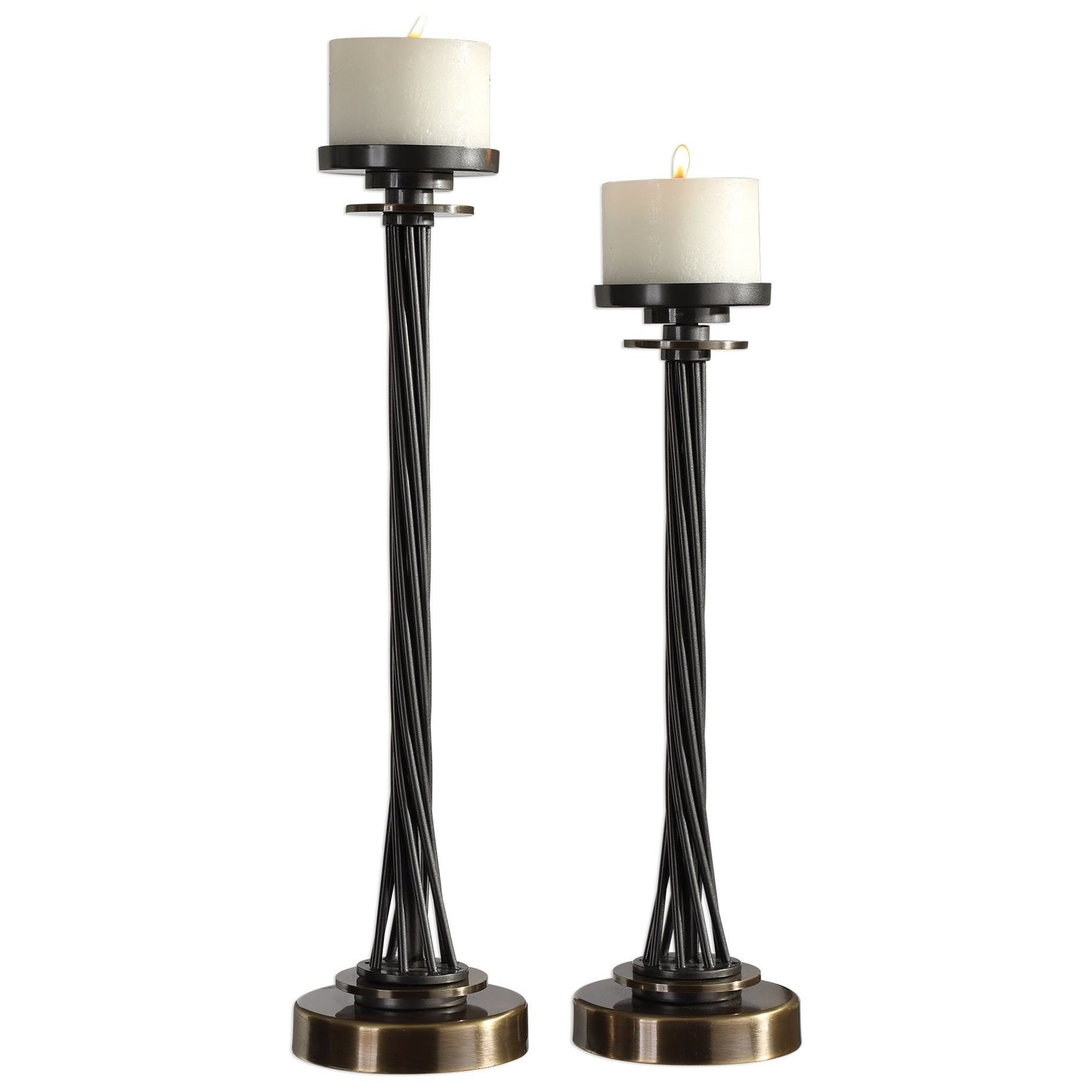 Uttermost Accessories Candle Holders Kendra Twisted Black Candleholders S 2 Furniture Superstore Rochester Mn Candle Holders