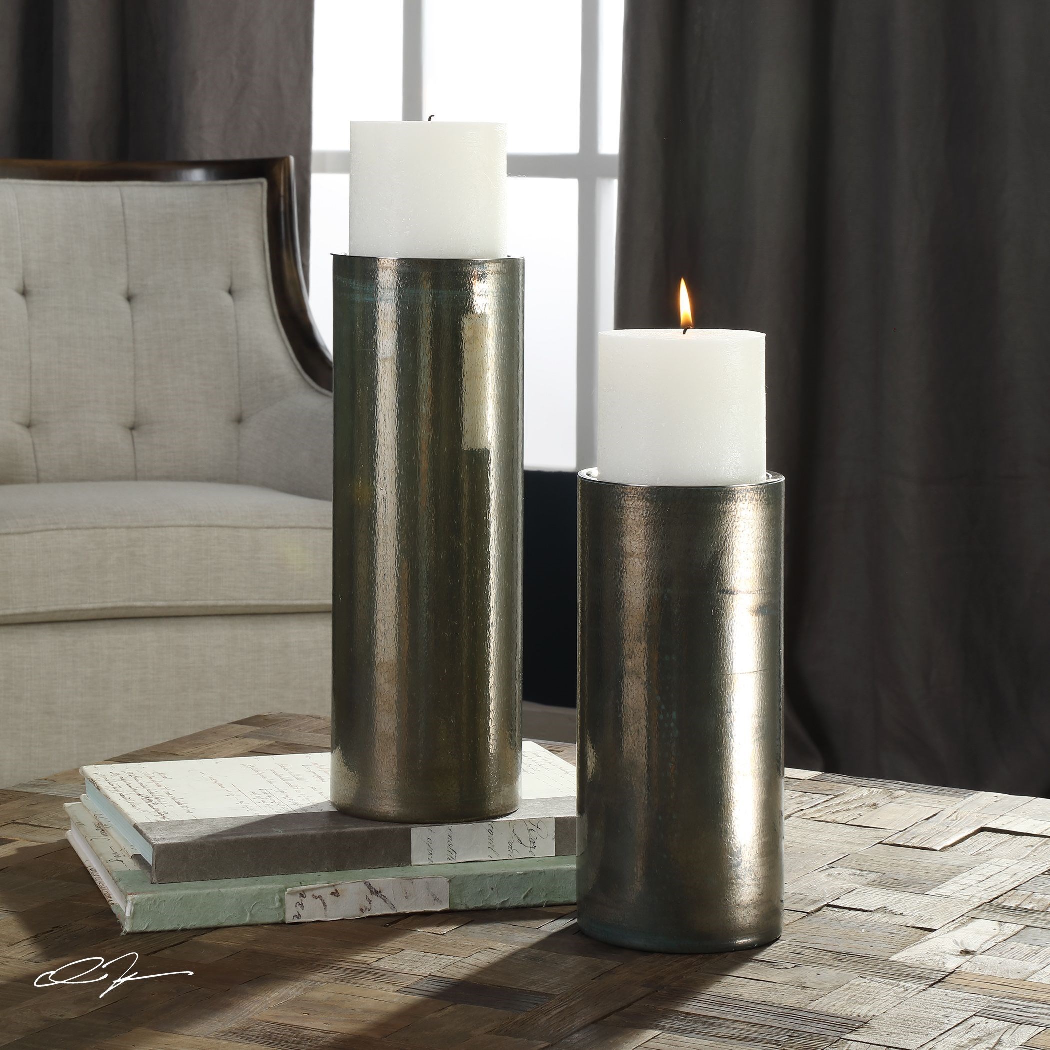 Uttermost Accessories Candle Holders 18933 Amala Iridescent Candleholders S 2 Hudson S Furniture Candle Holders