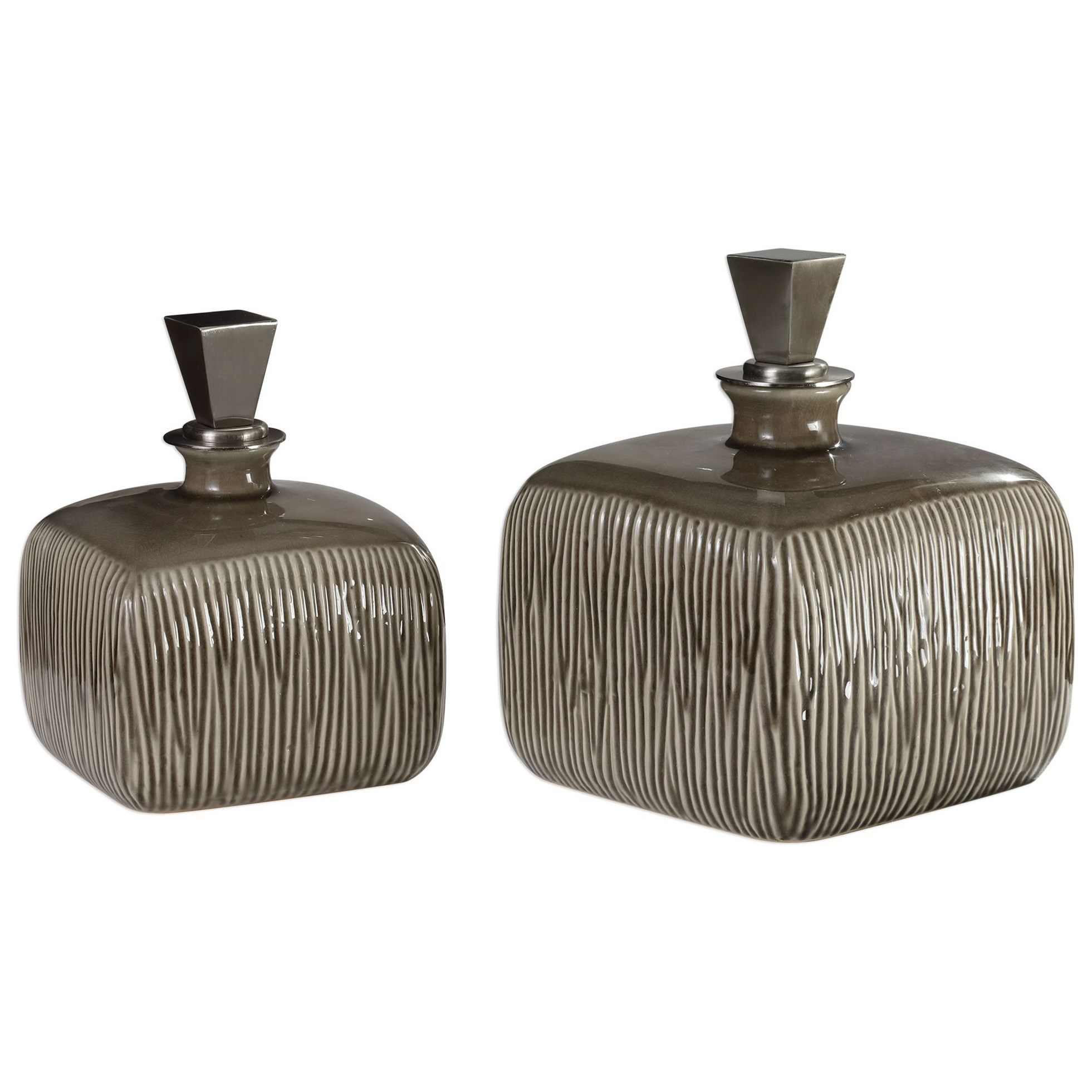 Uttermost Accessories 18938 Cayson Ribbed Ceramic Bottles S 2