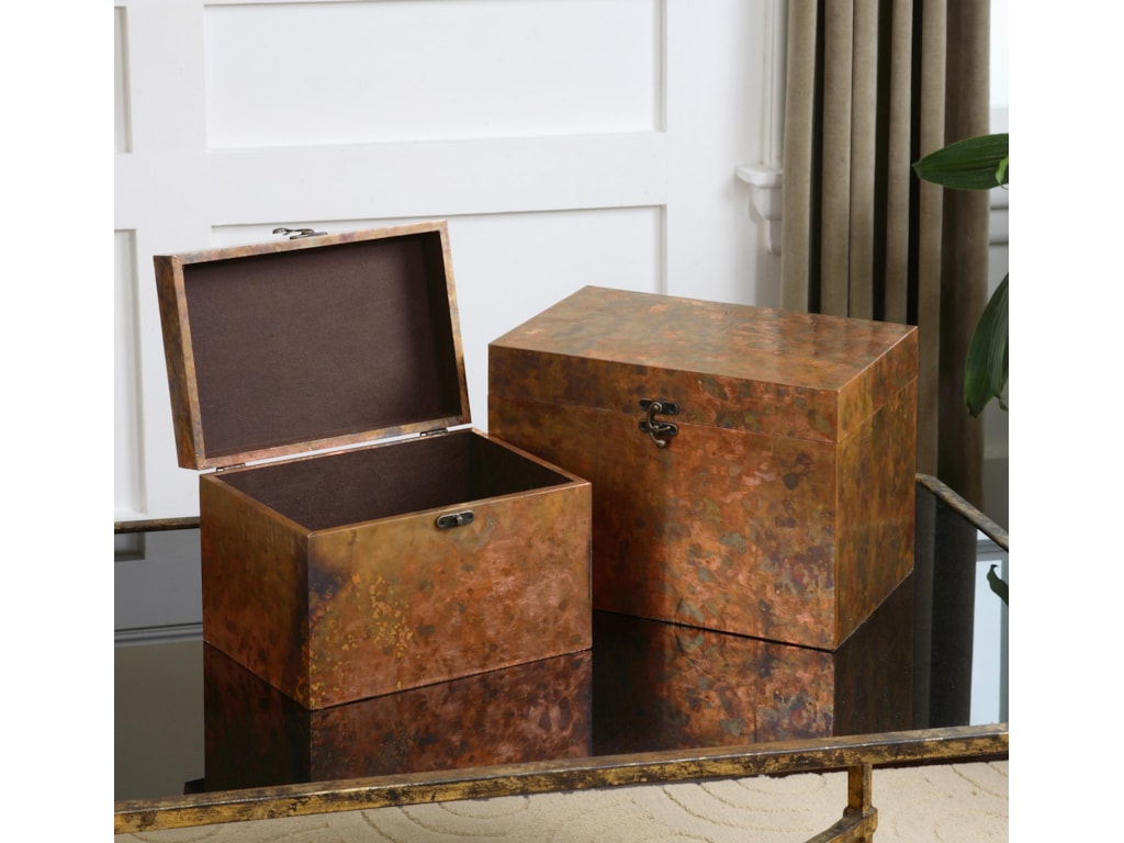 Uttermost Accessories - BoxesAmbrosia Copper Boxes, Set of 2