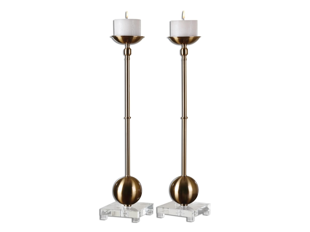 Uttermost Accessories - Candle HoldersLaton Brass Candleholders, Set of 2