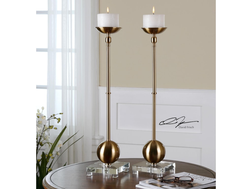 Uttermost Accessories - Candle HoldersLaton Brass Candleholders, Set of 2
