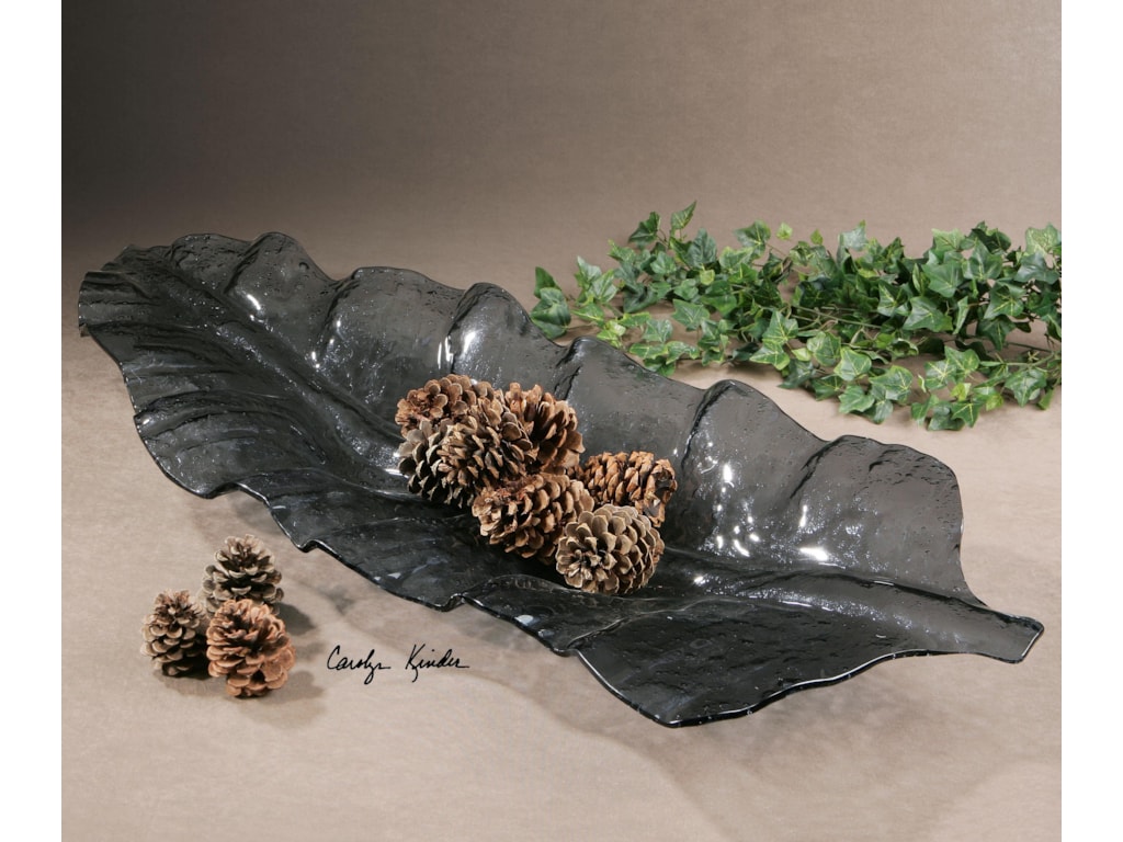 Uttermost AccessoriesSmoked Leaf Glass Tray