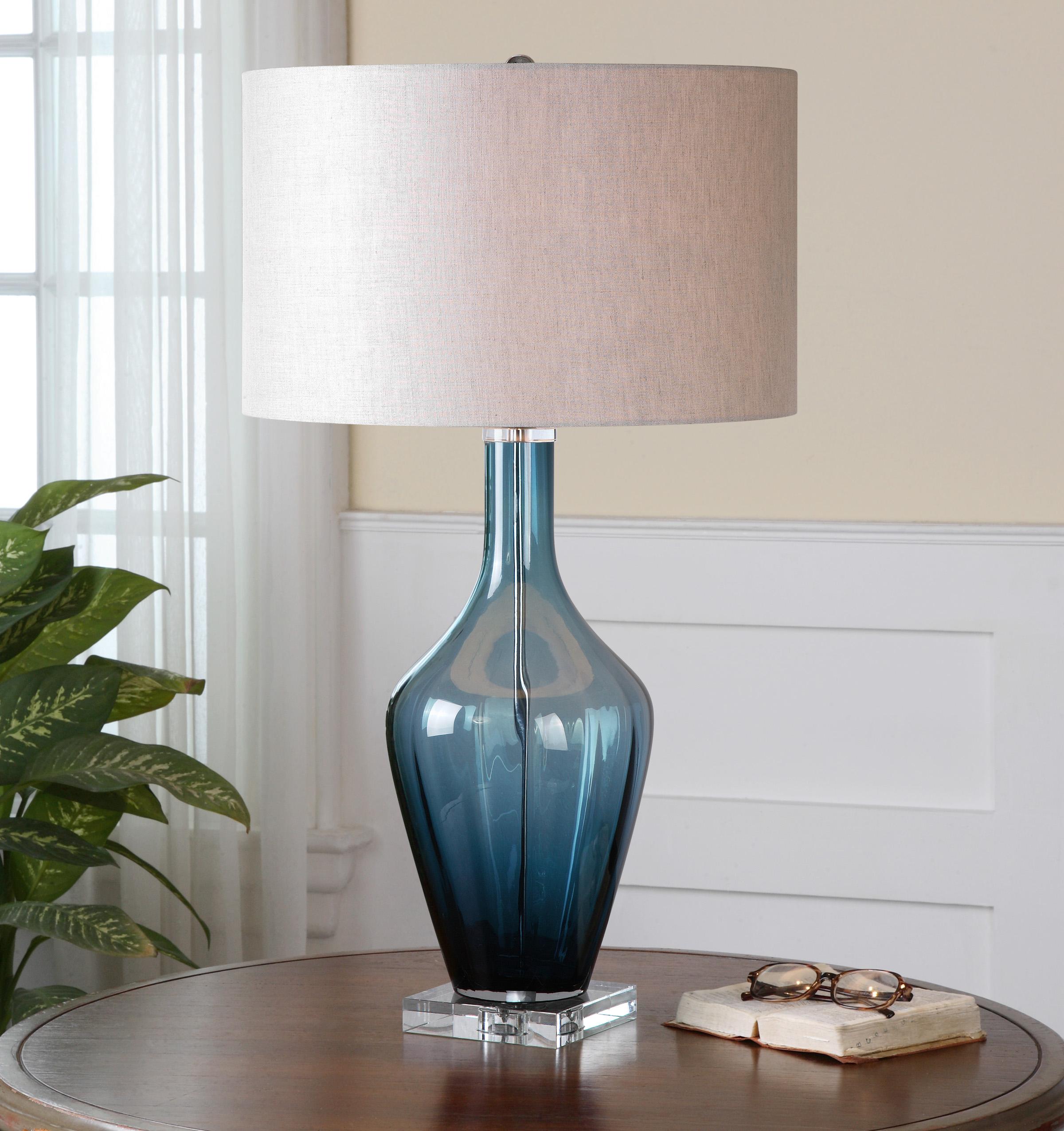 blue glass table lamps